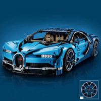 Thumbnail for Building Blocks MOC Tech Supercar Bugatti Chiron Racing Car Bricks Toy Construction Set Toys - 9