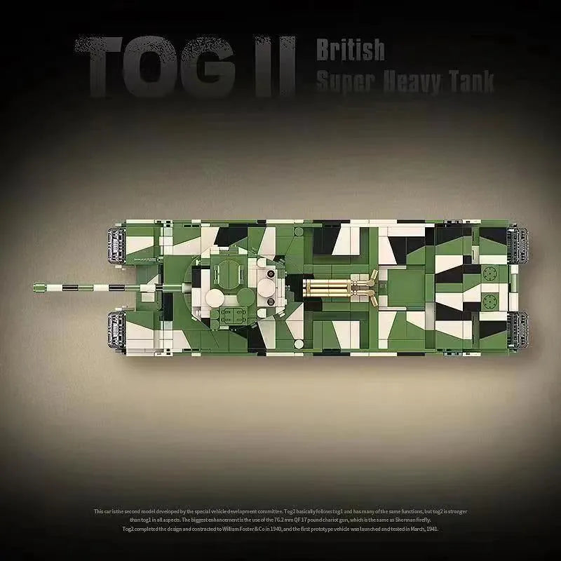 Building Blocks MOC WW2 UK TOG II Heavy Tank Bricks Toys - 3