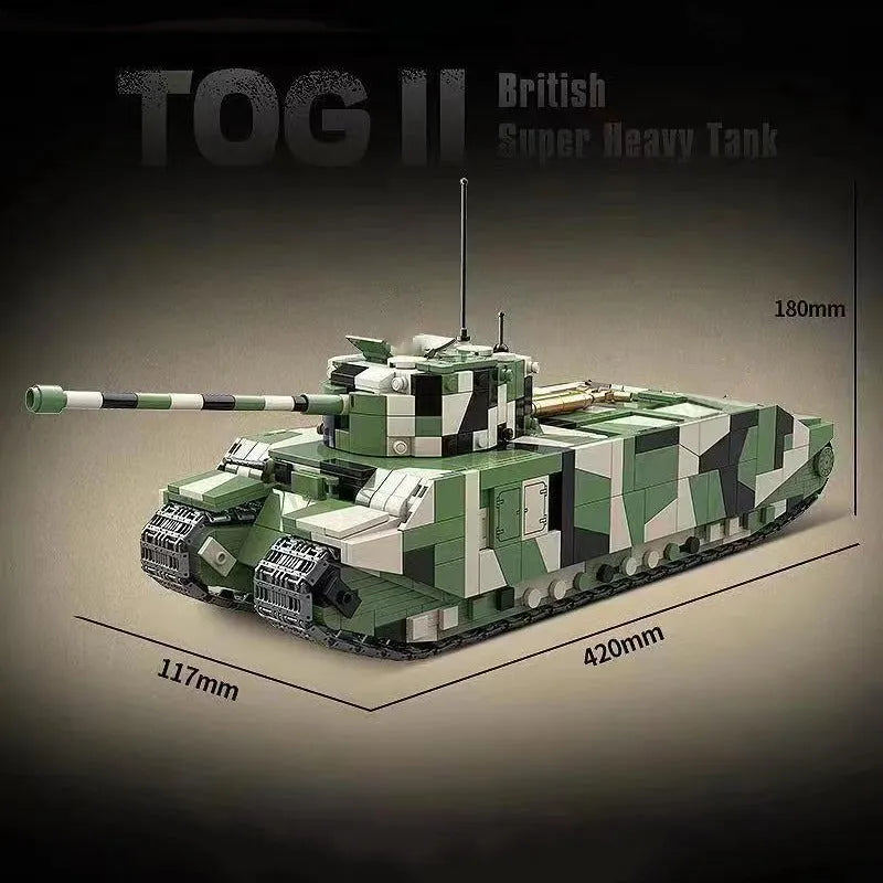 Building Blocks MOC WW2 UK TOG II Heavy Tank Bricks Toys Construction Set Toys - 4