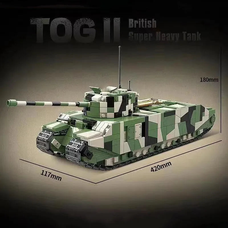 Building Blocks MOC WW2 UK TOG II Heavy Tank Bricks Toys - 4