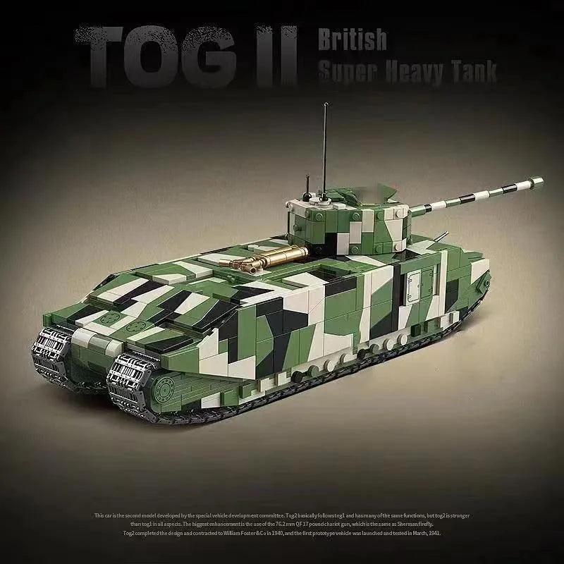 Building Blocks MOC WW2 UK TOG II Heavy Tank Bricks Toys - 7