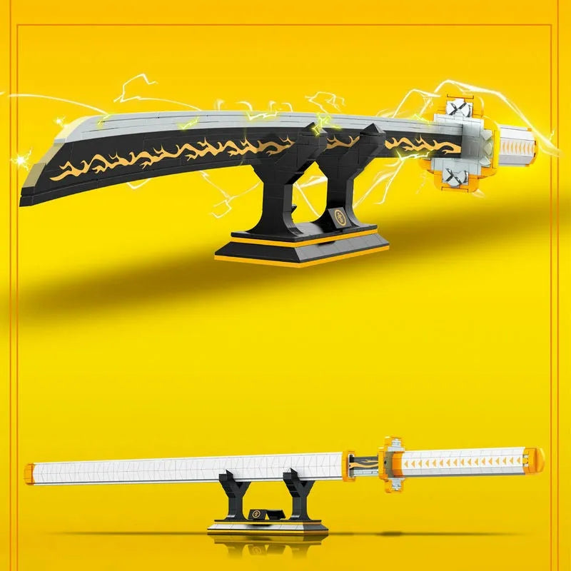 Building Blocks Creative MOC Demon Slayer Zenitsu Katana Sword Bricks Toy Construction Set Toys - 3