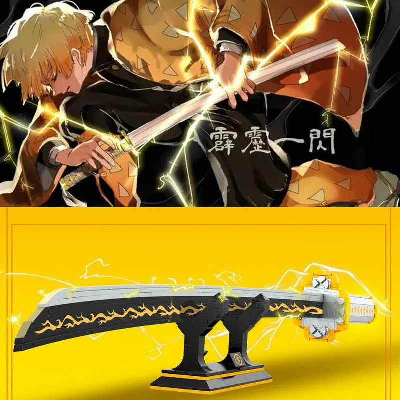 Building Blocks Creative MOC Demon Slayer Zenitsu Katana Sword Bricks Toy Construction Set Toys - 6