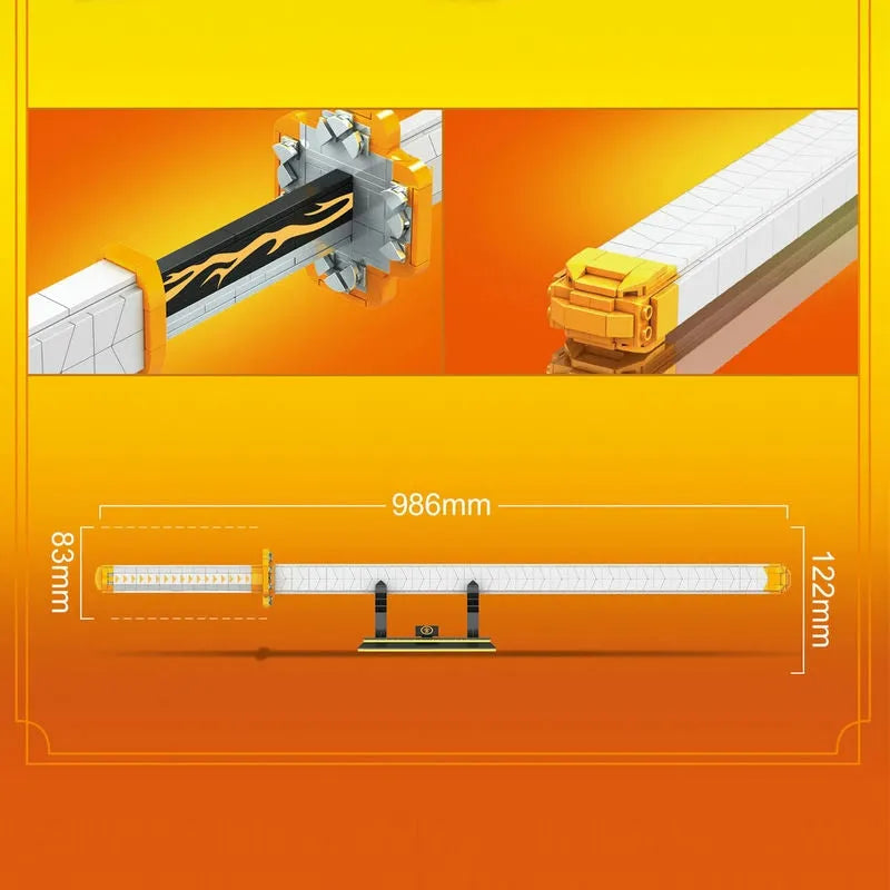 Building Blocks Creative MOC Demon Slayer Zenitsu Katana Sword Bricks Toy Construction Set Toys - 5