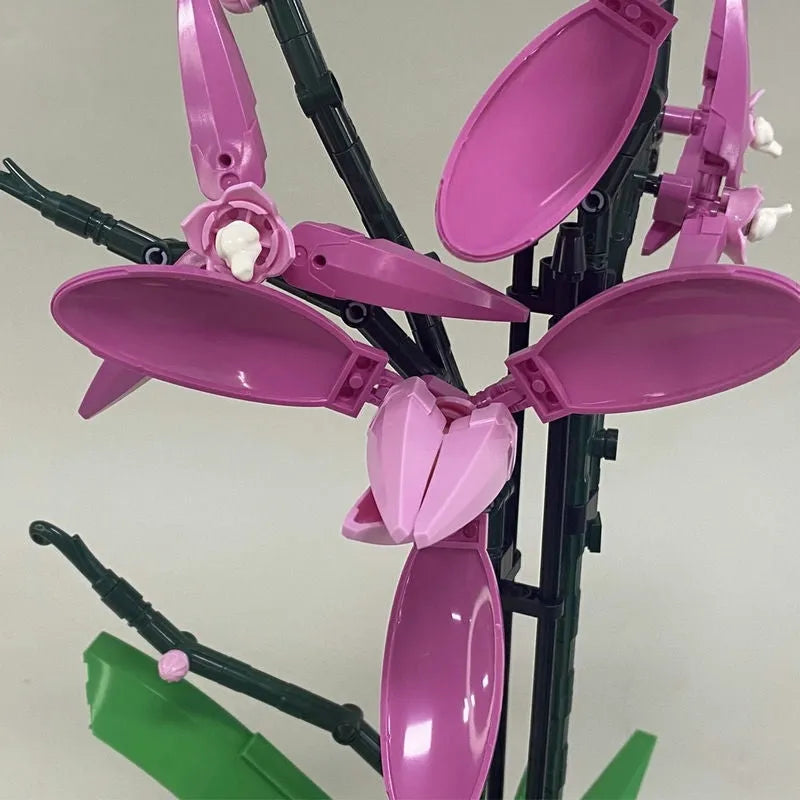 Building Blocks Creator Flower Plant MOC Pot Cold Orchid Bricks Toys - 5