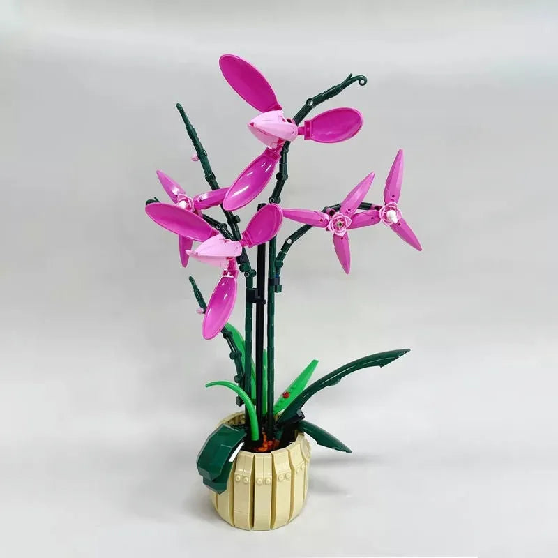 Building Blocks Creator Flower Plant MOC Pot Cold Orchid Bricks Toys - 3