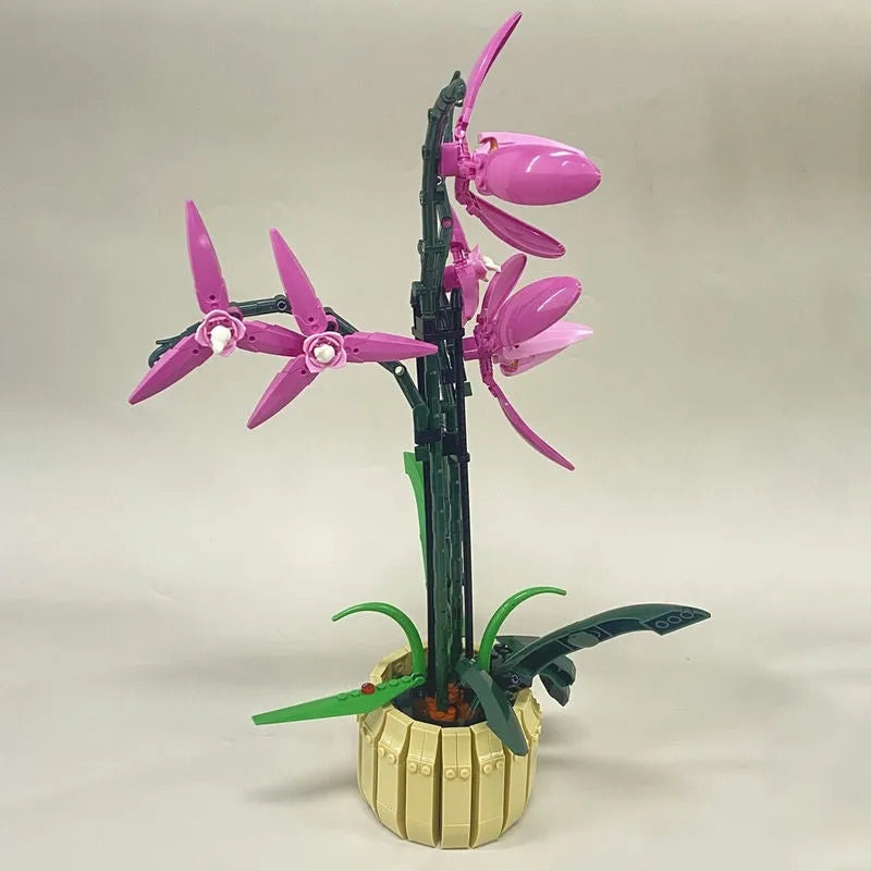 Building Blocks Creator Flower Plant MOC Pot Cold Orchid Bricks Toys - 7