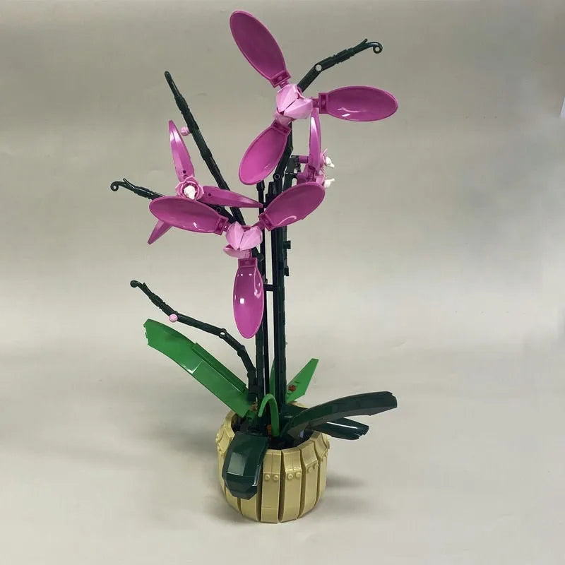 Building Blocks Creator Flower Plant MOC Pot Cold Orchid Bricks Toys - 6