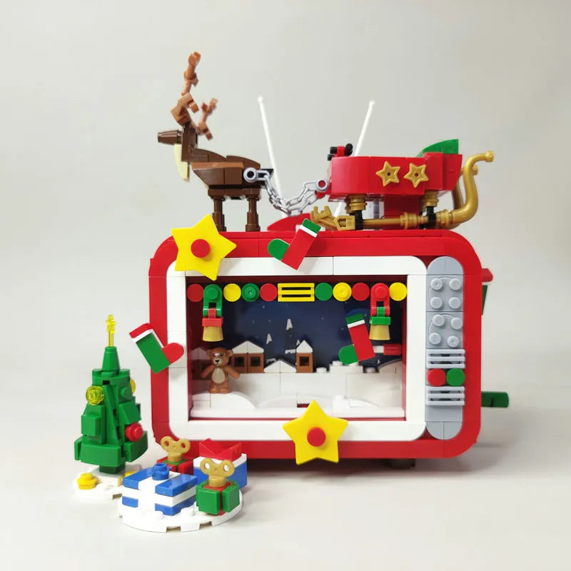 Santa Brick Christmas Winter Santa TV Led Building Blocks Model