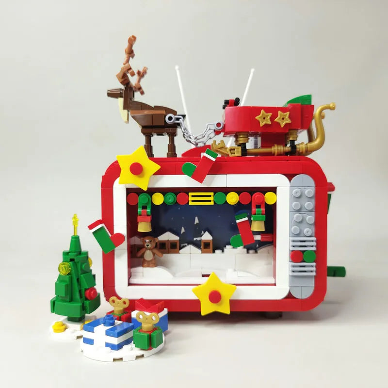 Building Blocks Ideas Christmas Winter Santa TV LED Bricks Model Kids Toys - 1