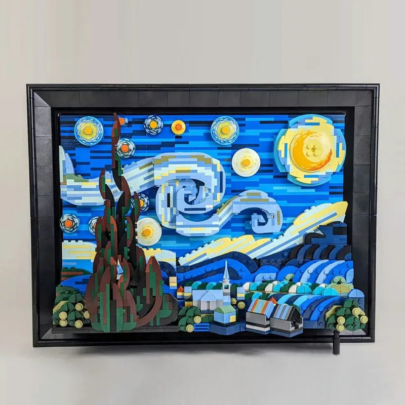 Building Blocks Ideas Van Gogh Paint Starry Night Bricks Toy MOC DK21033 - 1