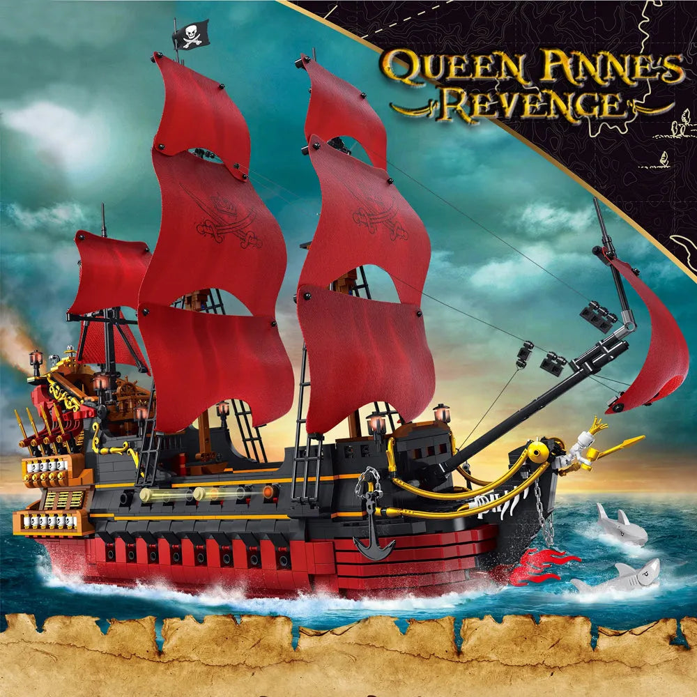Building Blocks MOC 6002 Pirates Of Caribbean Queen Anne’s Revenge Ship Kids Toys - 11