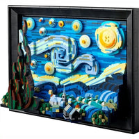Thumbnail for Building Blocks MOC Art Idea Famous Picture Paint Starry Night Bricks Toys - 8