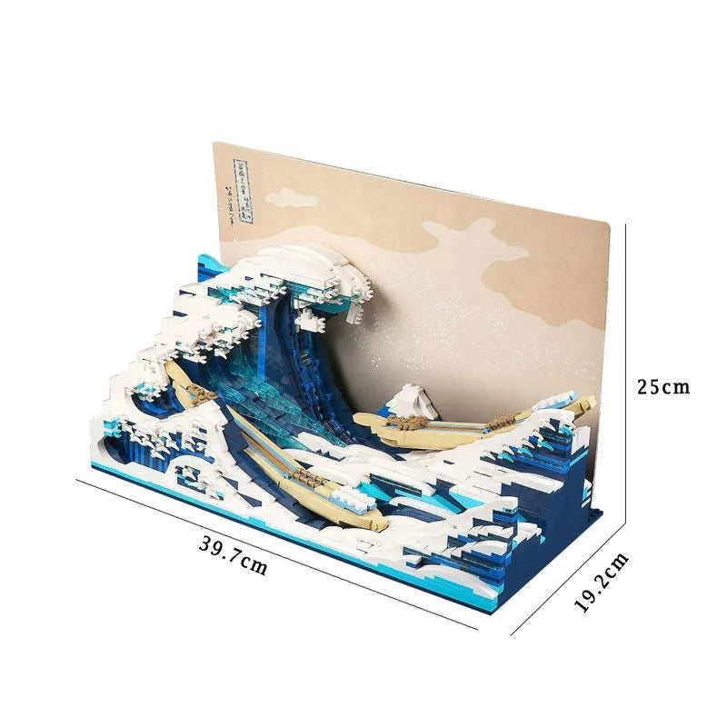 Building Blocks MOC Art Mosaic Great Kanagawa Wave Bricks Toys - 2