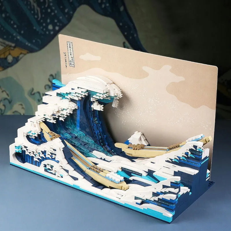 Building Blocks MOC Art Mosaic Great Kanagawa Wave Bricks Toys - 5