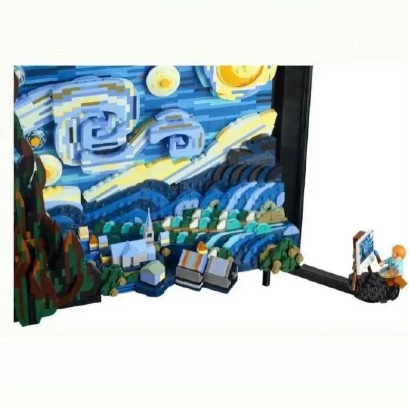 Building Blocks MOC Ideas Creator The Starry Night Paint Frame Bricks Toys - 6