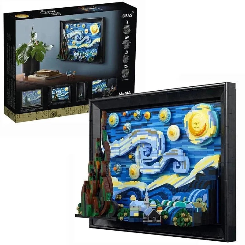 Building Blocks MOC Ideas Creator The Starry Night Paint Frame Bricks Toys Construction Set Toys - 7