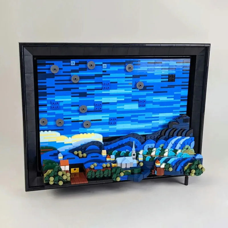 Building Blocks MOC Ideas Creator The Starry Night Paint Frame Bricks Toys - 1
