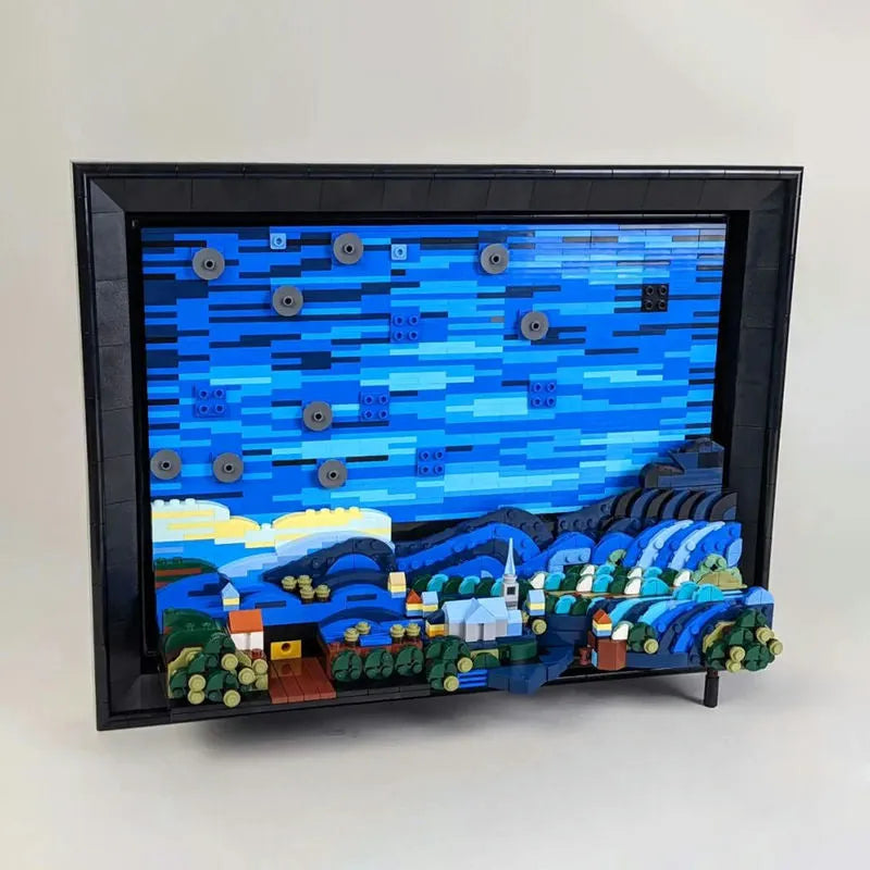 Building Blocks MOC Ideas Creator The Starry Night Paint Frame Bricks Toys Construction Set Toys - 1