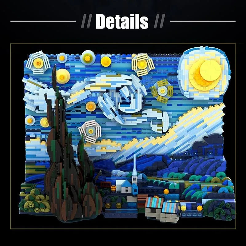 Building Blocks MOC Ideas Creator The Starry Night Paint Frame Bricks Toys Construction Set Toys - 9