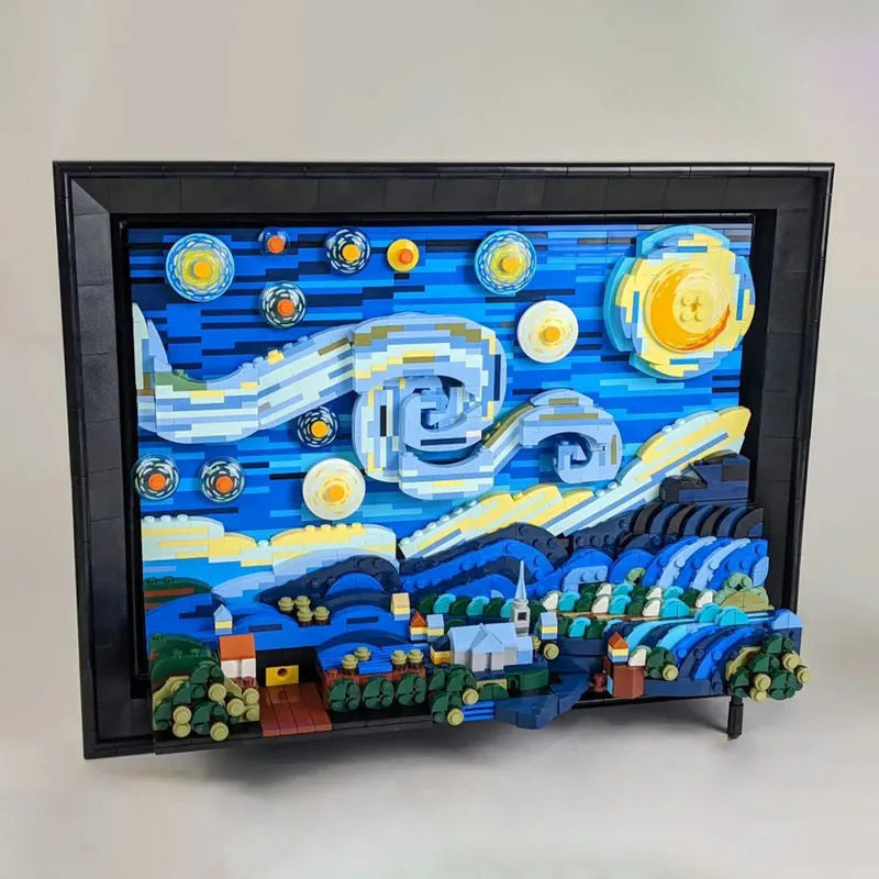 Building Blocks MOC Ideas Creator The Starry Night Paint Frame Bricks Toys - 10