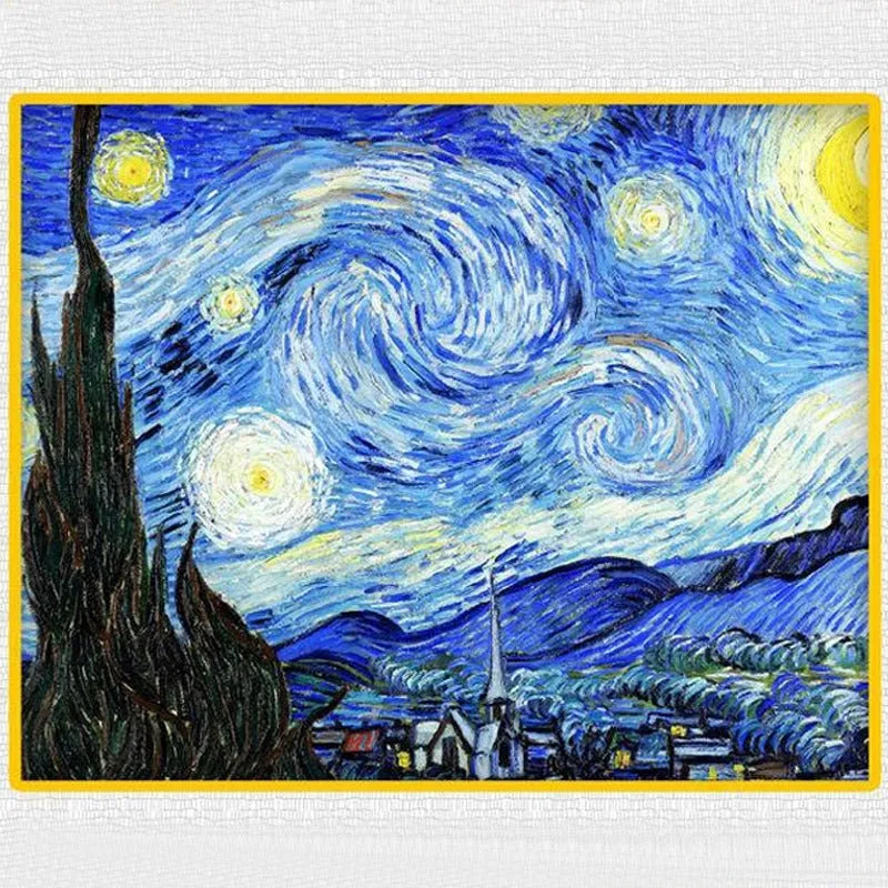 Building Blocks MOC Ideas Famous Paint Starry Night Bricks Toys DK3001 - 7