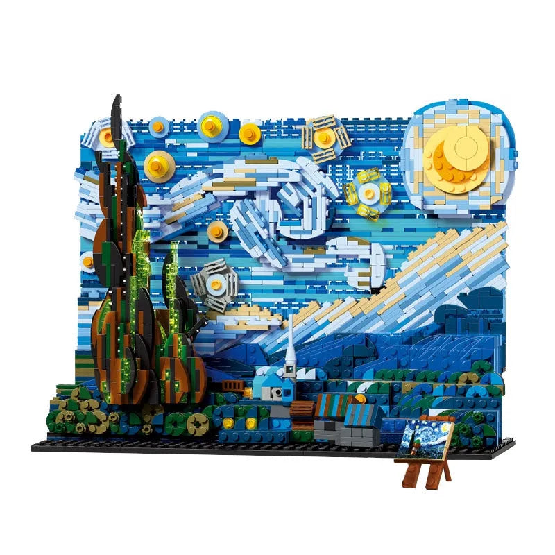 Building Blocks MOC Ideas Famous Paint Starry Night Bricks Toys DK3001 - 1