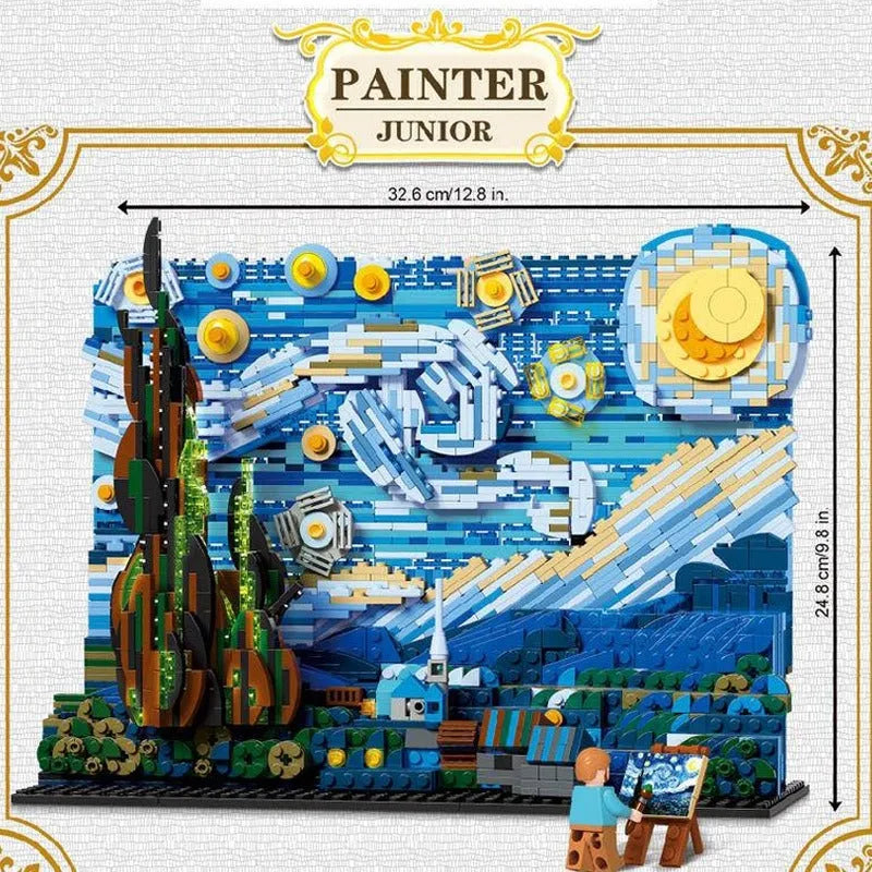 Building Blocks MOC Ideas Famous Paint Starry Night Bricks Toys DK3001 - 5