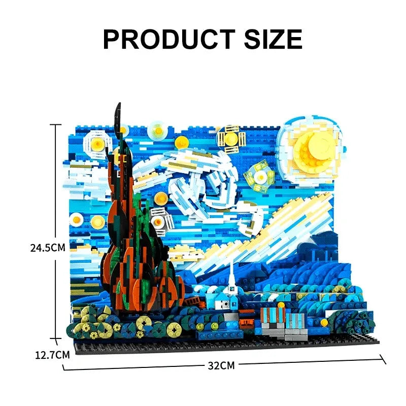 Building Blocks MOC Ideas Famous Paint Starry Night Bricks Toys DK3001 - 3