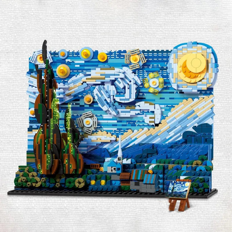 Building Blocks MOC Ideas Famous Paint Starry Night Bricks Toys DK3001 - 2