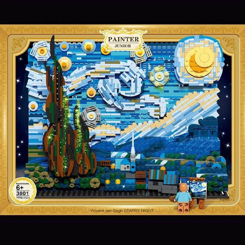 Building Blocks MOC Ideas Famous Paint Starry Night Bricks Toys DK3001 - 4
