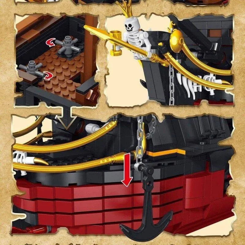 Building Blocks Pirates Of The Caribbean MOC Queen Anne’s Revenge Ship Bricks Toy - 10