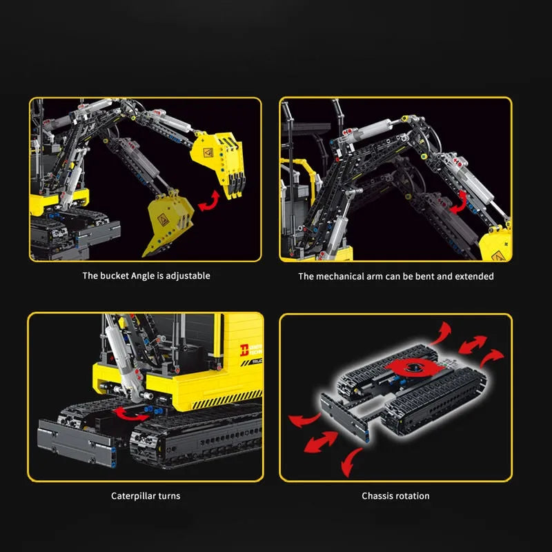 Building Blocks MOC APP Motorized RC Mini Excavator Truck Bricks Toys - 4