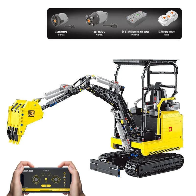 Building Blocks MOC APP Motorized RC Mini Excavator Truck Bricks Toys Construction Set Toys - 1