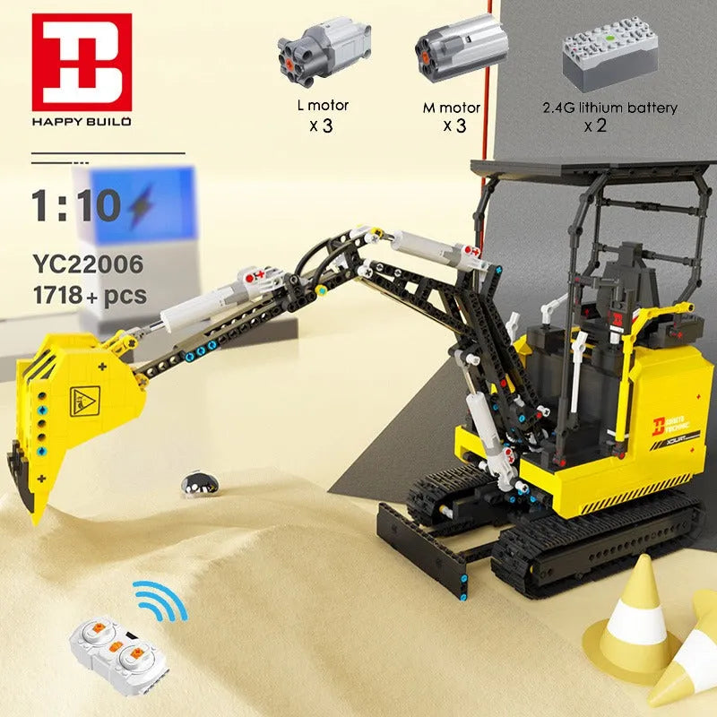 Building Blocks MOC APP Motorized RC Mini Excavator Truck Bricks Toys - 3