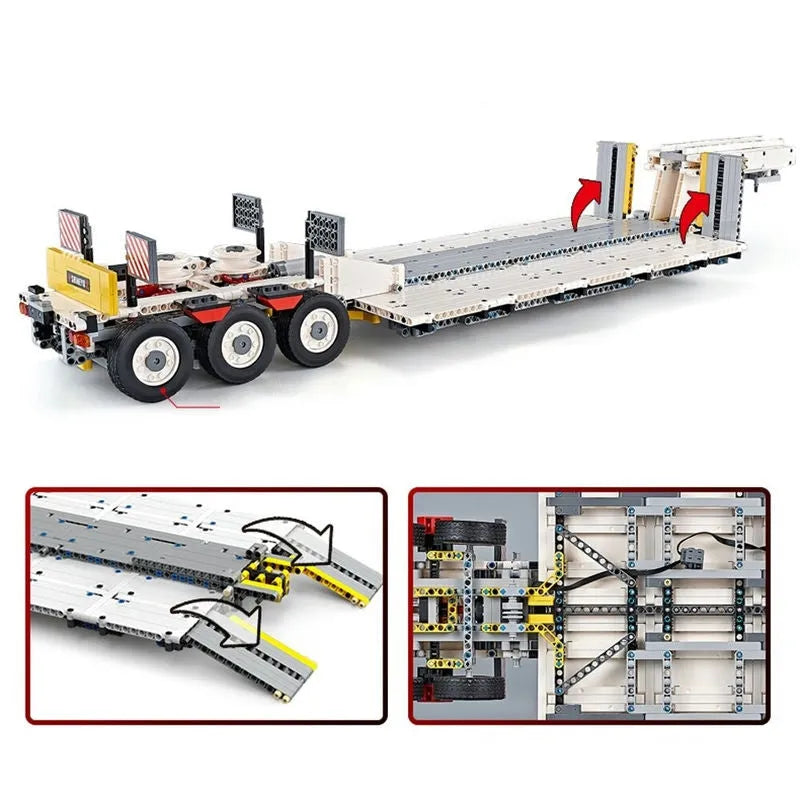 Building Blocks MOC APP Motorized RC Step Deck Trailer Truck Bricks Toy - 7