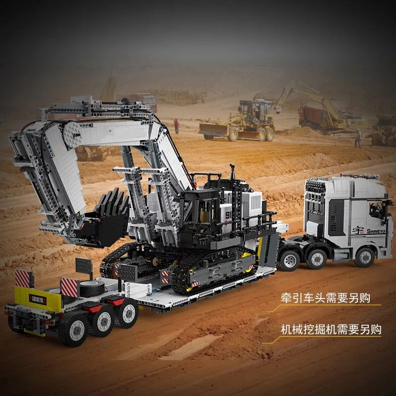 Building Blocks MOC APP Motorized RC Step Deck Trailer Truck Bricks Toy - 3