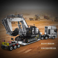 Thumbnail for Building Blocks MOC APP Motorized RC Step Deck Trailer Truck Bricks Toy - 3