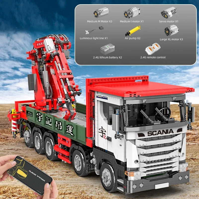 Building Blocks MOC APP Motorized Scania Crane Lorry RC Truck Bricks Toys - 12