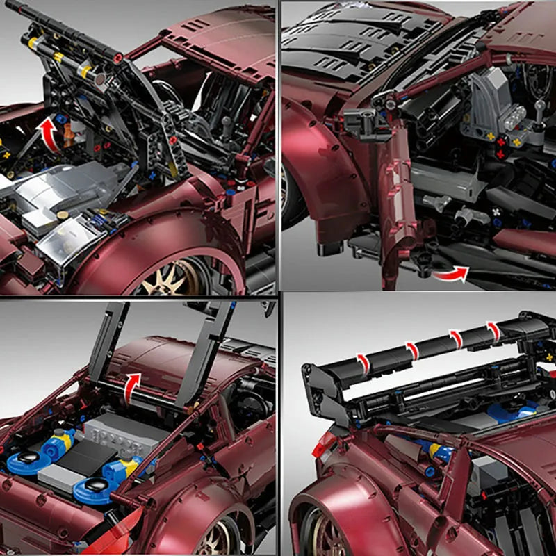 Building Blocks MOC APP RC Supercar Red Turbo Racing Car Bricks Toy 23005 Construction Set Toys - 6