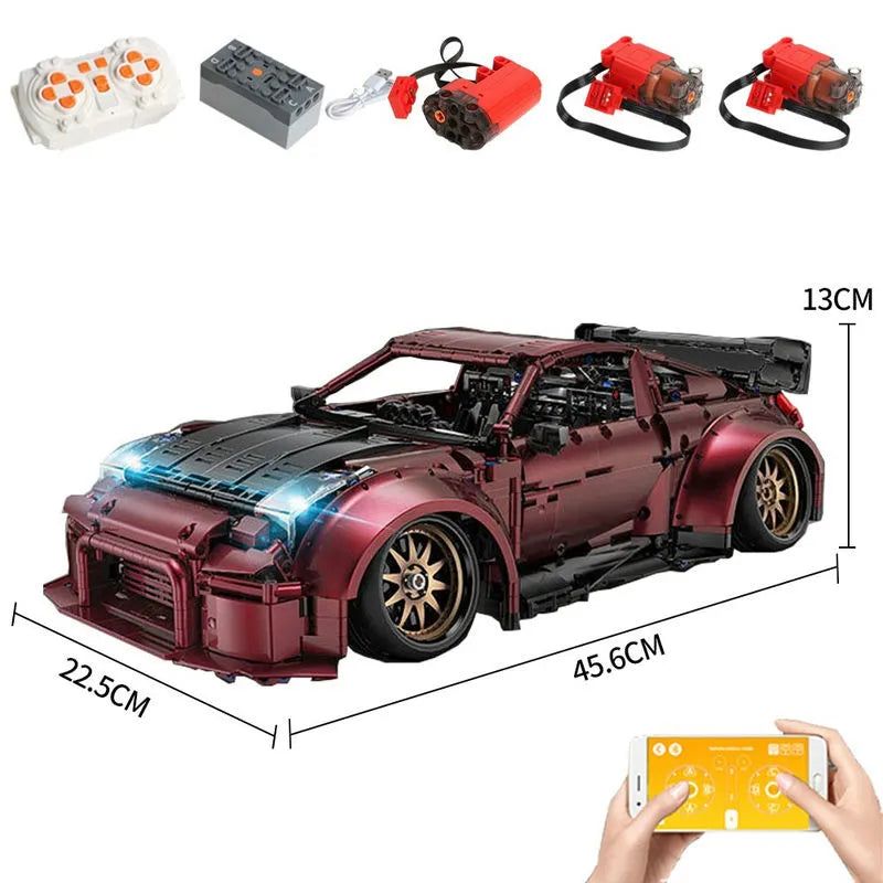Building Blocks MOC APP RC Supercar Red Turbo Racing Car Bricks Toy 23005 Construction Set Toys - 1