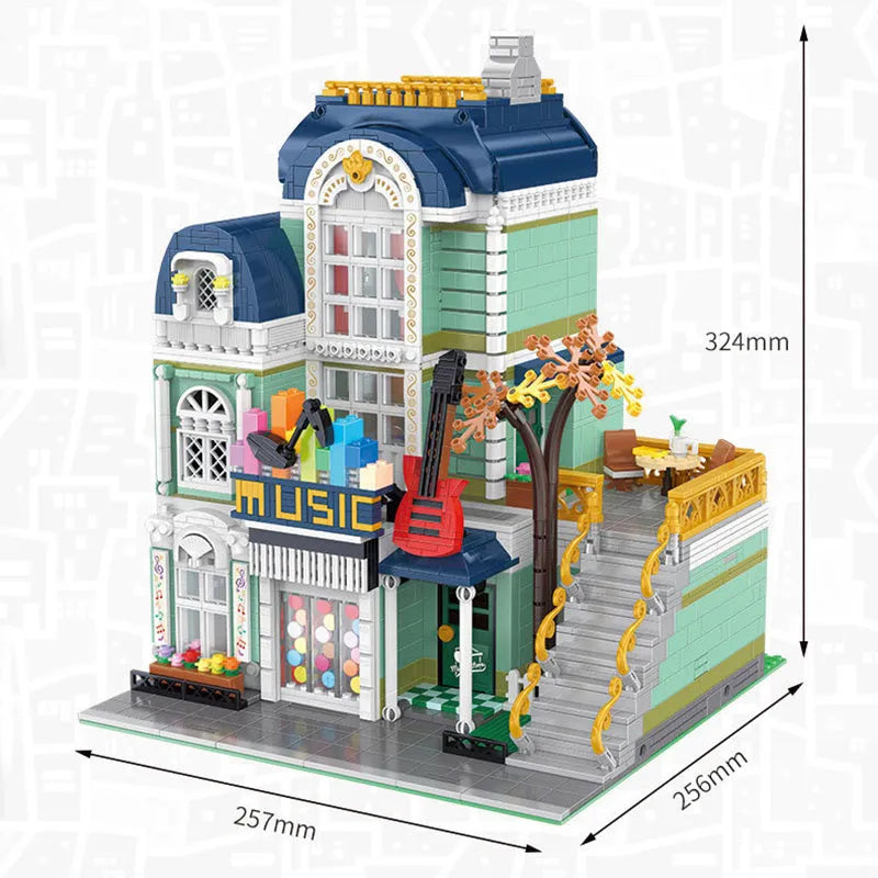 Building Blocks MOC City Street Creator Expert Music Shop Bricks Toy - 2