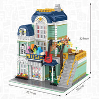 Thumbnail for Building Blocks MOC City Street Creator Expert Music Shop Bricks Toy - 2