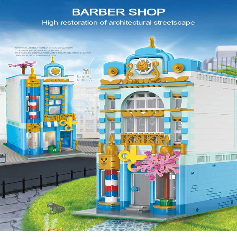 Building Blocks MOC Creator Experts City Barber Shop Store Bricks Toy - 2