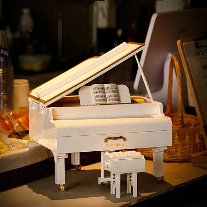 Building Blocks MOC Expert APP RC Dream White Piano Bricks Toys - 8