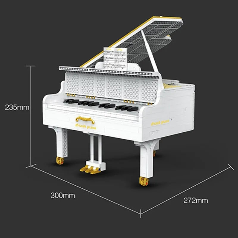 Building Blocks MOC Expert APP RC Dream White Piano Bricks Toys - 13