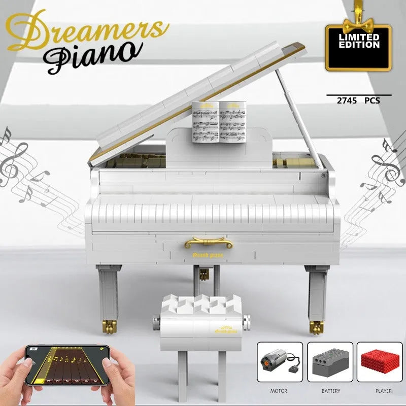 Building Blocks MOC Expert APP RC Dream White Piano Bricks Toys - 2