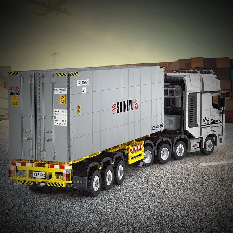 Building Blocks MOC Heavy Container Trailer Truck Bricks Toys QC14 - 9