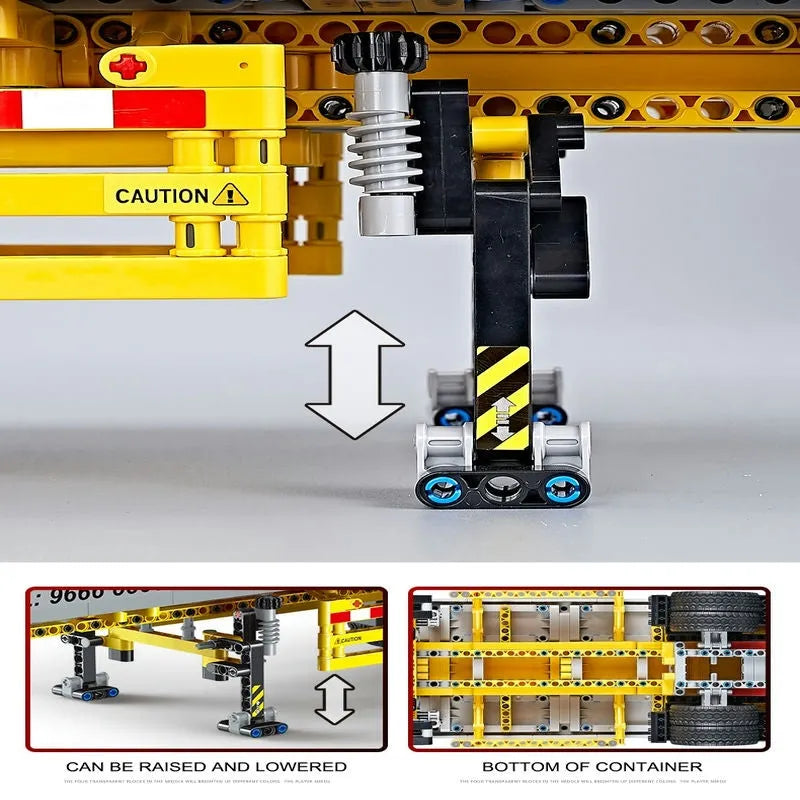 Building Blocks MOC Heavy Container Trailer Truck Bricks Toys QC14 - 5