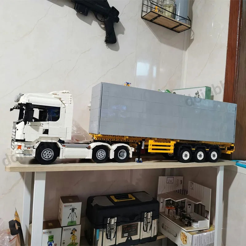 Container Trailers Toy MOC Heavy Container Trailer Building Blocks Toy QC14